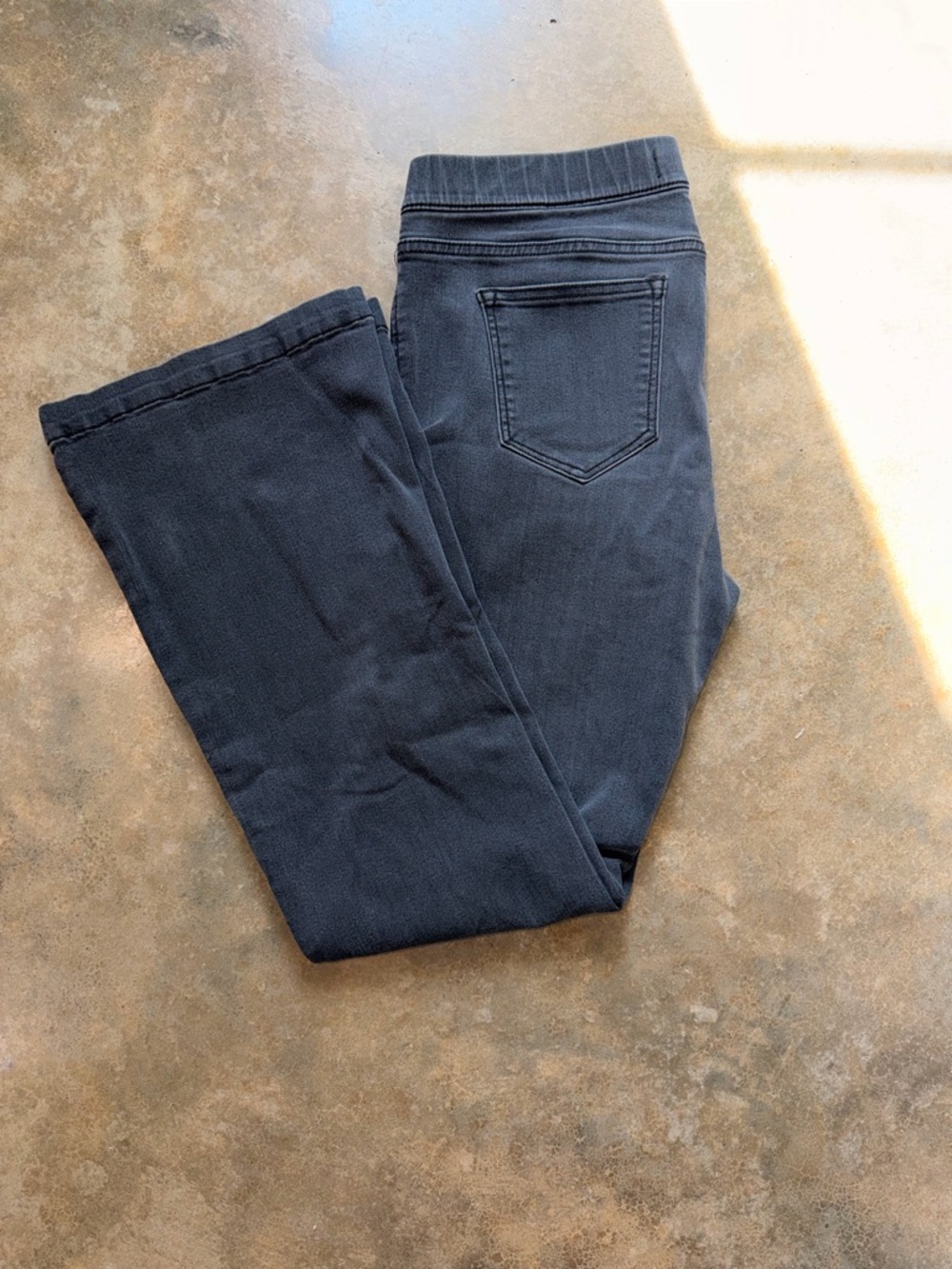 Cello - Black Pull On Flare Jeans Stretch High Rise Flares- Size L